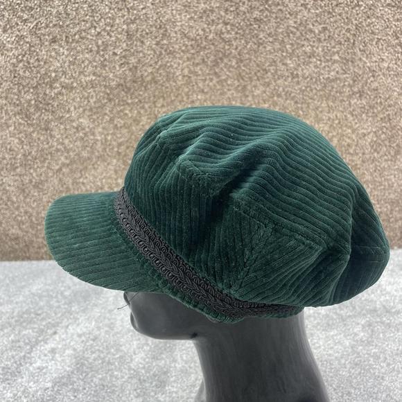 TOPSHOP FOREST GREEN CORDUROY BAKERS HAT BERET CAP PUFFY Y2K - Picture 3 of 7